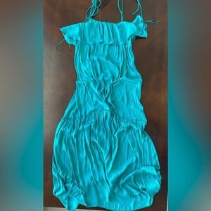Zara Teal Off-Shoulder Midi Dress